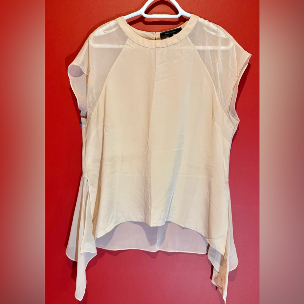 BCBG “Sammie” 100% silk blouse in Bare Pink